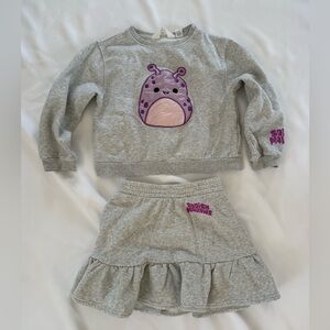 H&M Squishmallows grey sweatshirt/skirt set-Size 8-10 kids